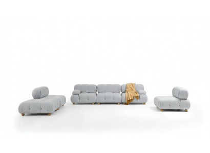 Komplette Couchgarnitur Sofagarnitur 321 Sitzer Modern Stoff Grau Set