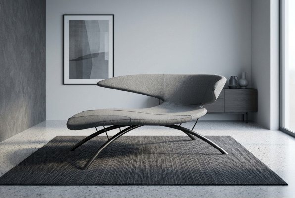 Chaiselongue Sessel Loungesessel Liege Stoff Modern Sitzer Grau Sitz
