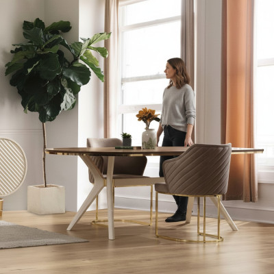 Essgruppe Esszimmer Luxus Essecke Esstisch Tisch Stühle Braun Set 7tlg