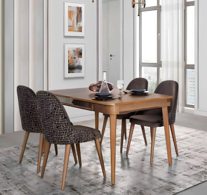 Tisch Design Stühle 5tlg Esszimmer Holz Tische Essgruppe Set Stuhl Gruppe Neu
