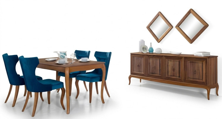 Komplett Set Esstisch 4x Stühle Esszimmer Set Ess Gruppe Holz Tisch Tische 6tlg