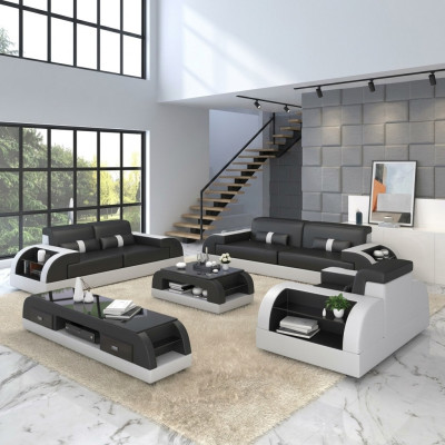 Sofagarnitur 3+2+1 Couch Polster Textil Sitz Polster Garnitur Leder Design Sofas