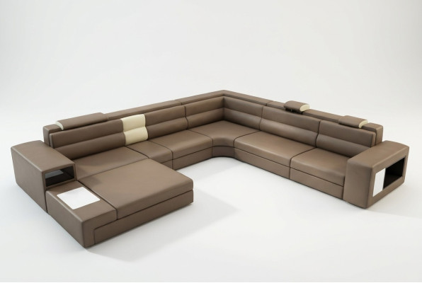Ecksofa Sofa mit USB Couch Polster Garnitur Design Leder Textil Wohnlandschaft