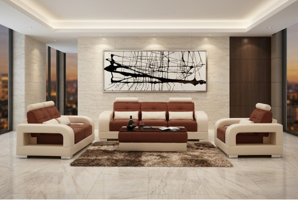 Ledersofa Couch Sofagarnitur 3+2+1 Sitzer Garnitur Design Modern Sofa mit USB