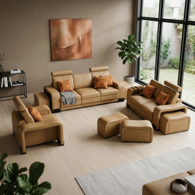 Sofagarnitur Couch USB Sofa Leder Garnitur Sitz Wohnlandschaft 3+2+1 Sitzer Neu