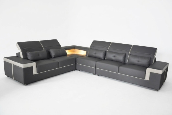 Sofa Eckcouch Polster Wohnzimmer design Ecksofa LForm Wohnlandschaft USB + LED