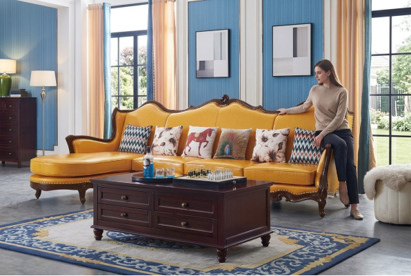 Klassische Eckcouch Gelbe Empire Couch Sofa Ledersofa Sofas Couchen
