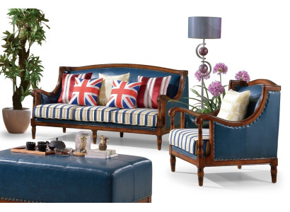 Amerikanische Möbel Sofagarnitur USA Set 3+1 Sitzer Dreisitzer Sessel