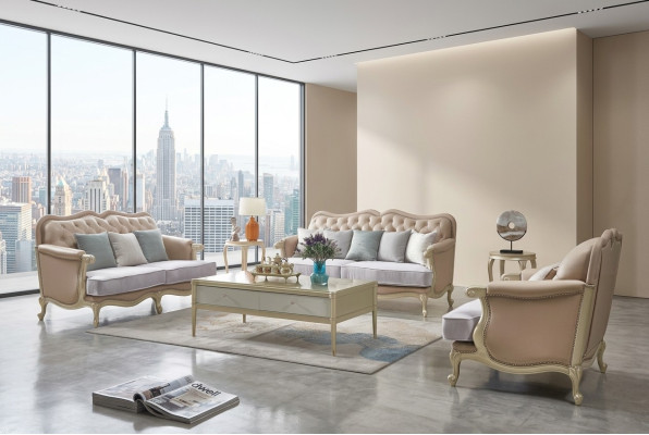 Rosa Möbel Sofagarnitur Sofa 3 2 1 Sitzer Wohnzimmer Design 3tlg.