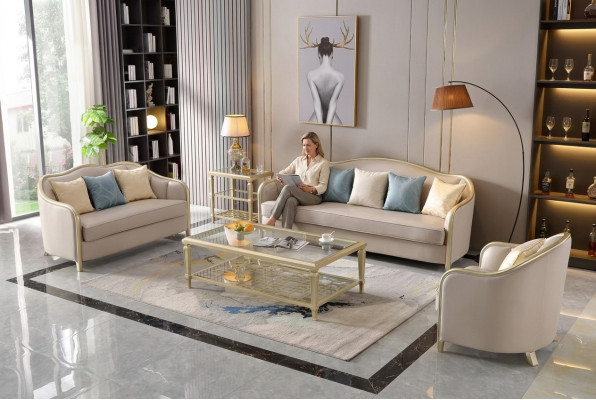 Set Design Sofas Sofagarnitur 3+2+1 Sitzer Couchen Stoff Modern Sofa