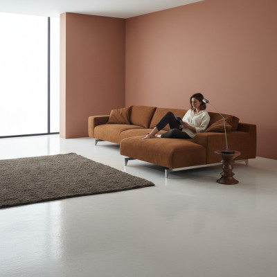 Ecksofa Braun Design Polsterung Couch Textil Wohnzimmer L Form Sofas Prianera