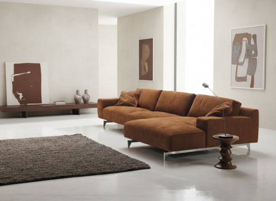 Ecksofa Braun Design Polsterung Couch Textil Wohnzimmer L Form Sofas Prianera