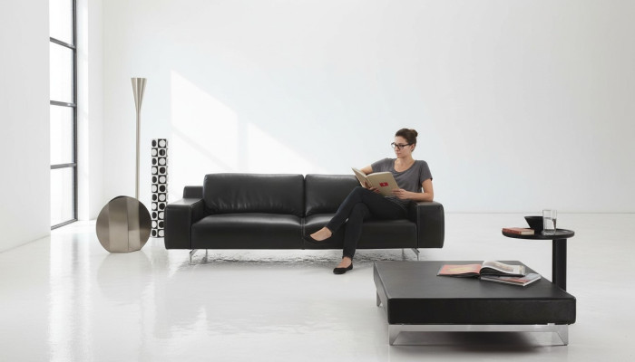 Dreisitz Luxus Sofa 3 Sitzer Sofas Sitz Design Couch Möbel Stil Leder Schwarz