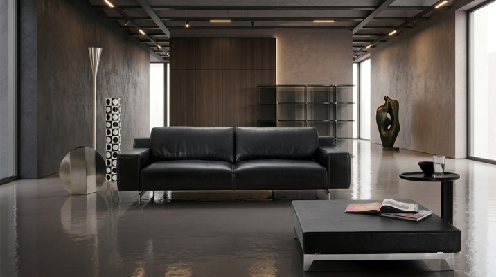 Dreisitz Luxus Sofa 3 Sitzer Sofas Sitz Design Couch Möbel Stil Leder Schwarz