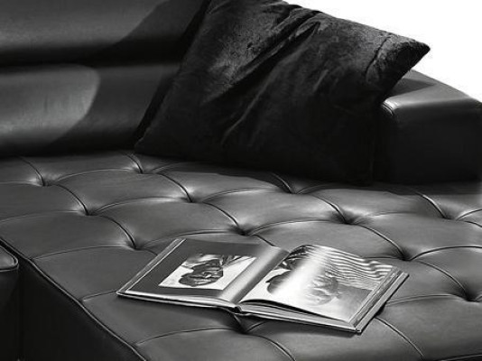 Modern Leder Ecksofa L Form für Wohnzimmer Schwarz farbe