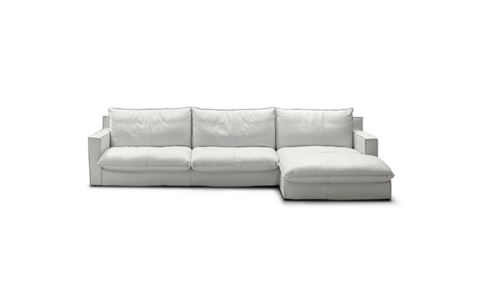Ecksofa Leder L-Form Couch Eck Luxus Design Polster Weiß Wohnzimmer PRIANERA