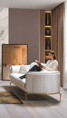 Luxus dreisitzer sofa couch moderne couchen textil stoff 234cm xxl