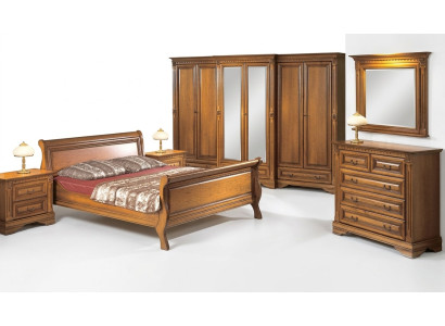 Landhaus Stil Bett 3tlg. mit 2 Nachttischen Holz Möbel Betten Set Braun