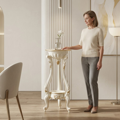 Blumenständer Blumen Ständer Vasen Ständer Barock Rokoko Ablage Holz