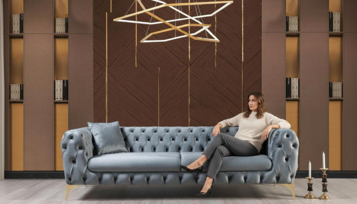 Dreisitzer Sofa Luxus Chesterfield 3 Sitzer Couches Grau Sofas Samt Neu Couch
