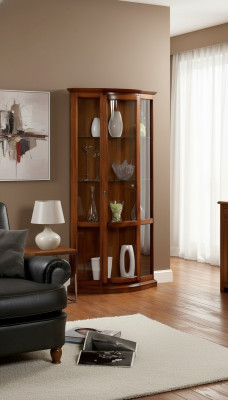 Klassische Braun Vitrine Französischer Stil Möbel Kommode Anrichte Glasschrank