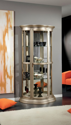 Klassisch Vitrinen Glas Schrank Vitrine Holz Wohnzimmer Luxus Braun Anrichte