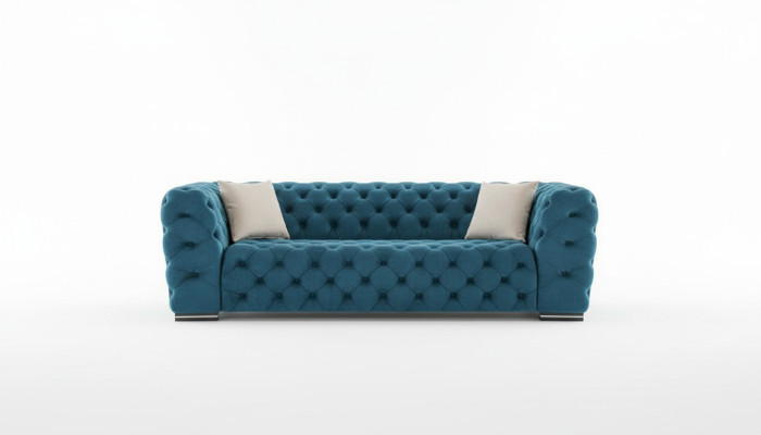 Chesterfield Sofa 4 Sitz Design Wohnzimmer Polster Holz Polster Luxus Blau