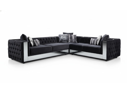 Schwarz Chesterfield Polstersofa Sofa Ecksofa Garnitur Polster Luxus Ecke Sofas
