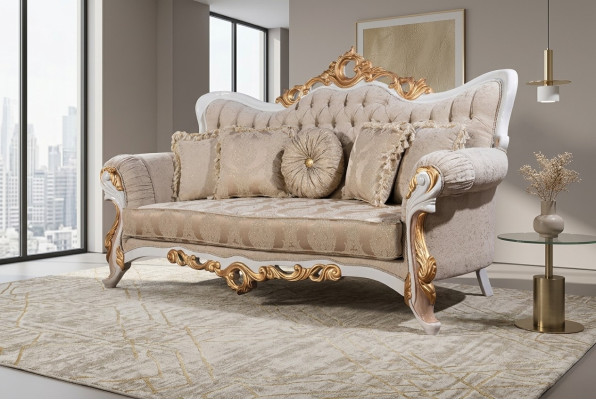  Sofa 3 Sitzer Stoff Dreisitzer Sofas Luxus Wohnzimmer Barock Stil Couch Barock