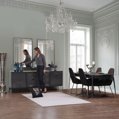 Luxus Esszimmer Set Esstisch+6x Stühle+Anrichte mit 2x Spiegel 10 tlg