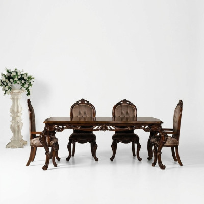 Klassisches Esszimmer Tisch mit 4 Stühlen Barock Rokoko Stil Möbel