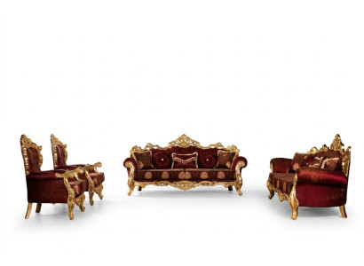 Bordeaux Rote Sofagarnitur Couch Gold Klassische Möbel Tisch 5tlg.