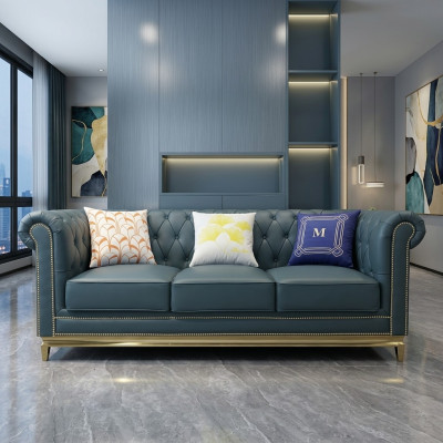 Chesterfield Sofa Couch Möbel Dreisitzer Couchen Textil Edelstahl Gestell