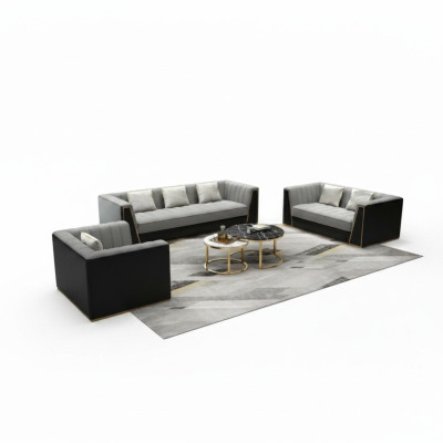 Sofagarnitur Graue Couch Textil Medusa Stoffsofa Couchen Sofa Möbel 3tlg