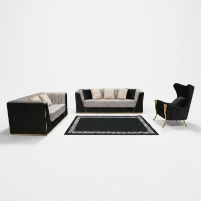 Wohnzimmer 3tlg. Sofagarnitur 3+2+1 Sitzer mit Weichem Stoffbezug Relax