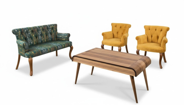Sitzgarnitur Bank Sitzpolster Möbel Set Couch Sofa Couchtisch 4tlg. Sets