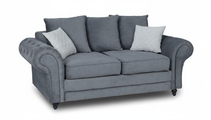 Graue Chesterfield Couch Polster Möbel Stoff Couchen Sofas Zweisitzer