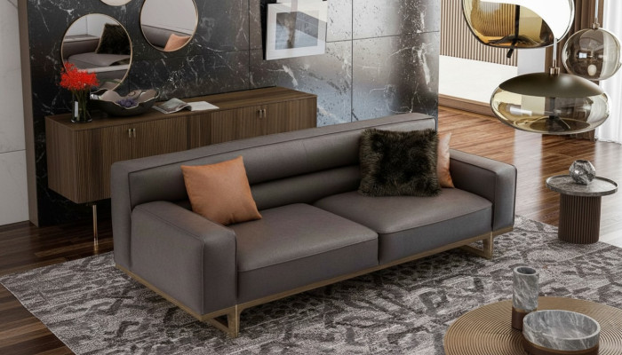 Grauer Dreisitzer Moderne Luxus Couch Wohnzimmermöbel Wohnzimmer Sofa
