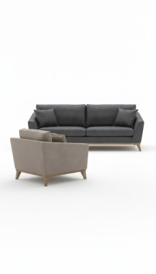 Grauer Dreisitzer Holzgestell Moderne Wohnzimmercouch Neu Luxus Design