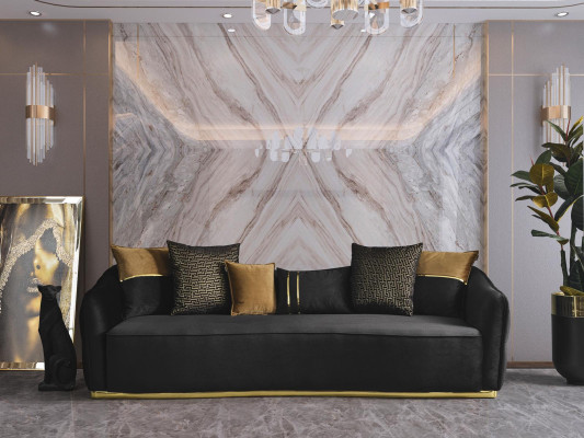 Goldene Stoff 3-Sitzer Textilsofa braun Couch Polstersofas Sofas Möbel