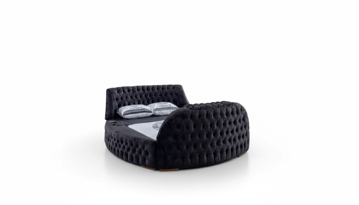 Schwarzes Chesterfield Bett Design Polster Möbel Hotel Luxus Betten Lift Media