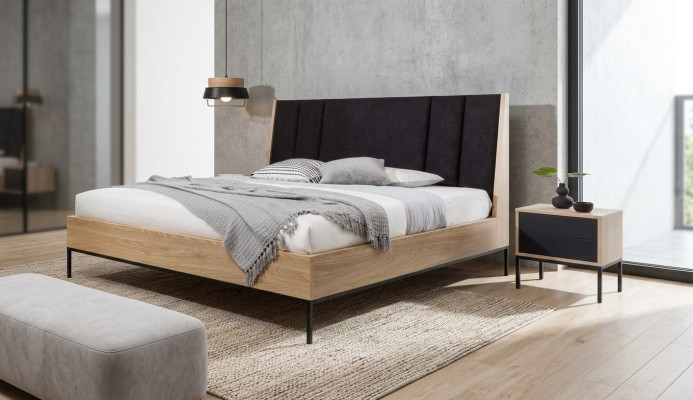 Schlafzimmer Set Beige Bett Elegantes 2x Nachttische Luxus Modern Neu 3tlg.