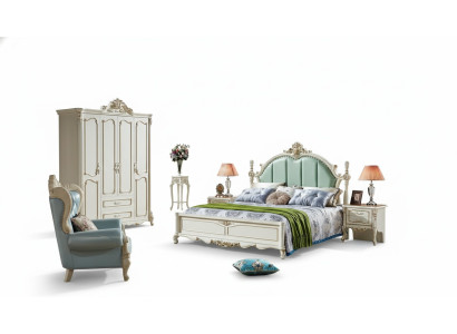Bett Blau Schön Elegantes Design Schlafzimmer Polster Leder Betten