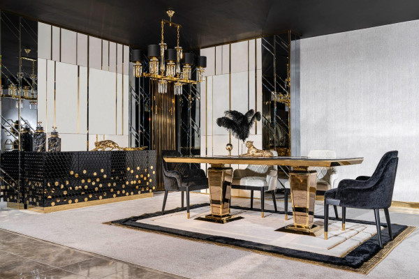 Tisch Esstisch Holz Esszimmer Garnitur 4x Stuhl Set Stühle schwarz Gruppe