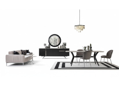 7tlg Luxus Loft Design Esszimmer Set Möbel Tisch Kommode 4x Stühle