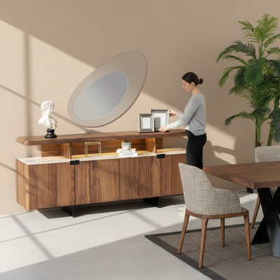 2tlg Luxus Holz Kommode Schrank Sideboard Anrichte Design Möbel