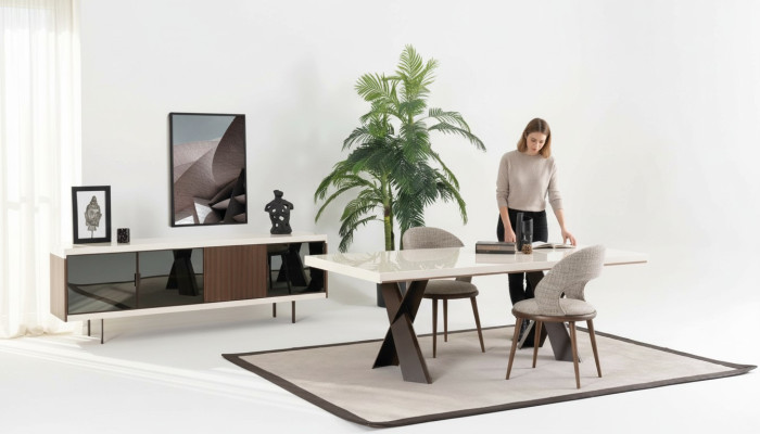 Esstisch 4x Stühle Anrichte Gruppe Esszimmer Garnitur 6tlg. Set Möbel