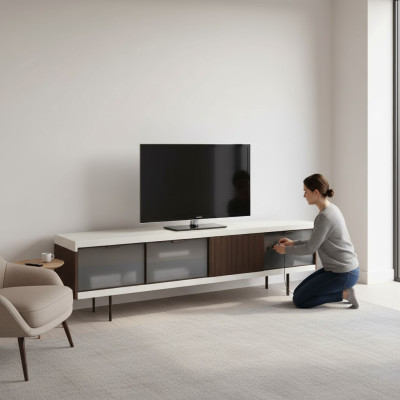 Lowboard rtv Regal Sideboard rtv Design Luxus Holz Weiß Möbel 225cm
