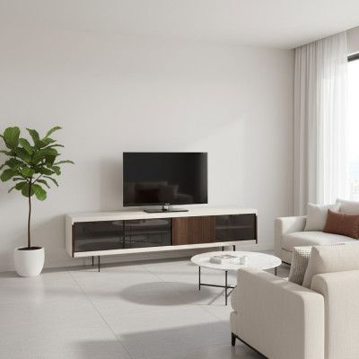Lowboard rtv Regal Sideboard rtv Design Luxus Holz Weiß Möbel 225cm
