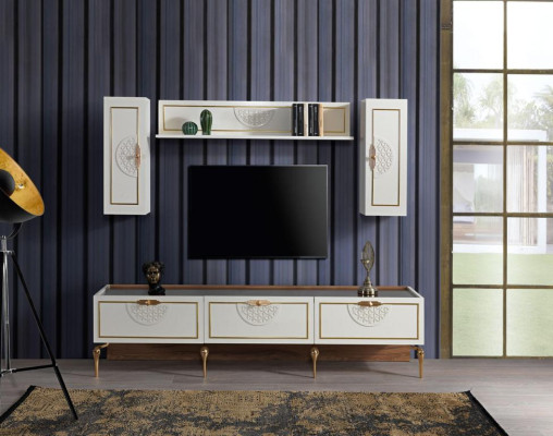 Esszimmer Essgruppe Set Tisch 4x Stühle Anrichte 2x Spiegel 8tlg neu